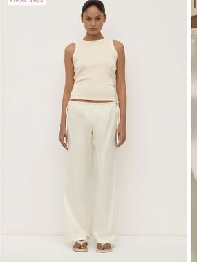 Assembly Label Ivory Wide-Leg Drawstring Pants